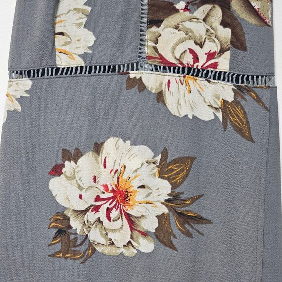 Zesica Maxi Dress Sz M Halter Neck Floral Backless Split Beach Party Grey Boho - Picture 6 of 10